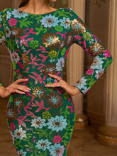 Crew Neck Floral Sequin Dress